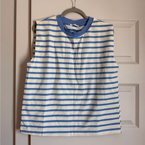 Blue and White Striped Staccato tank. Large.